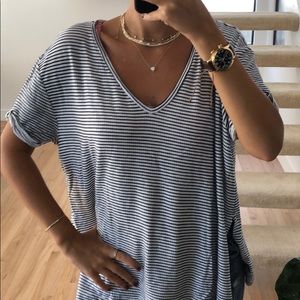 Zara Stripped V-Neck Tee